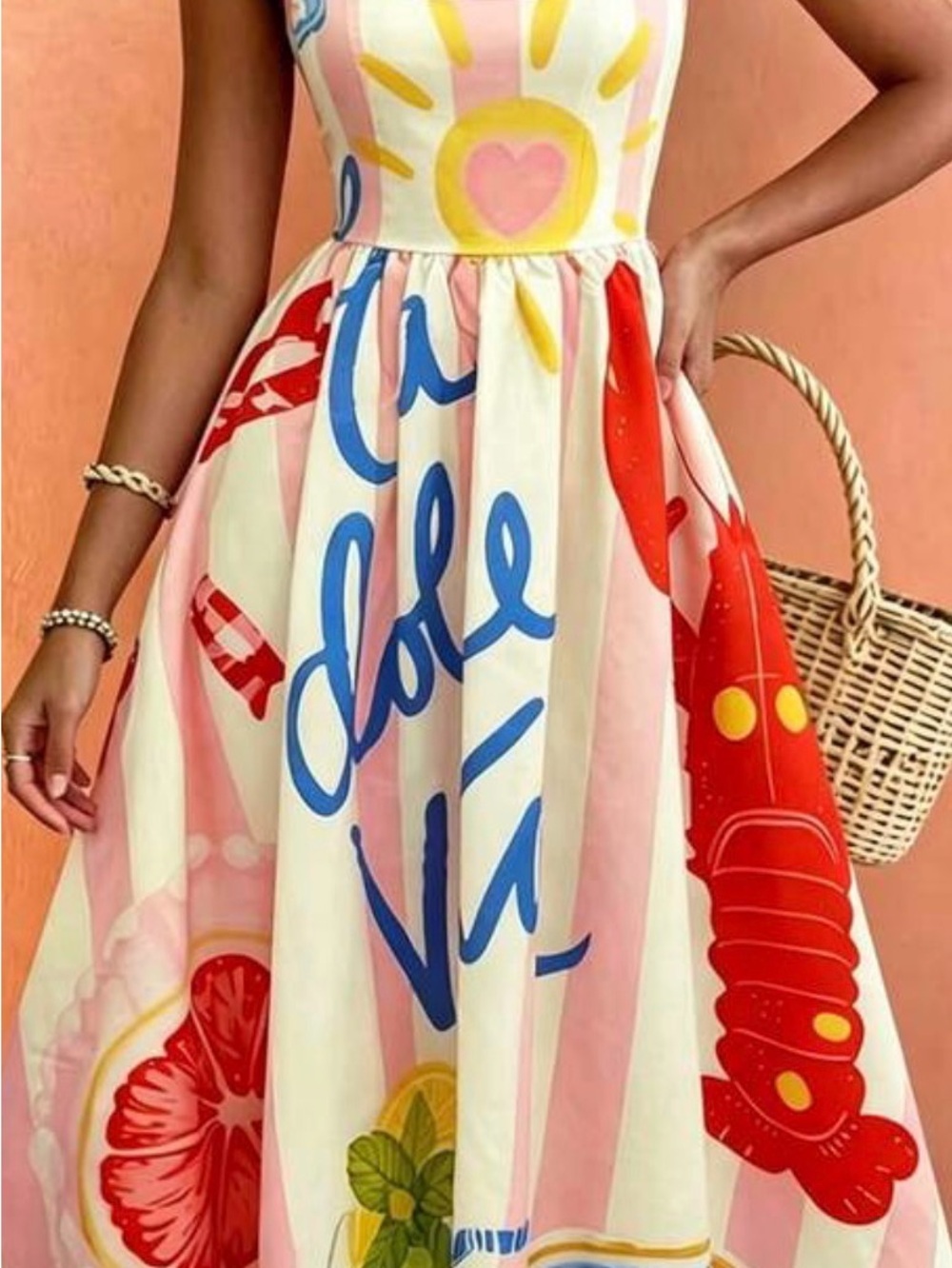 Size Medium Pink Multi-Print Sundress